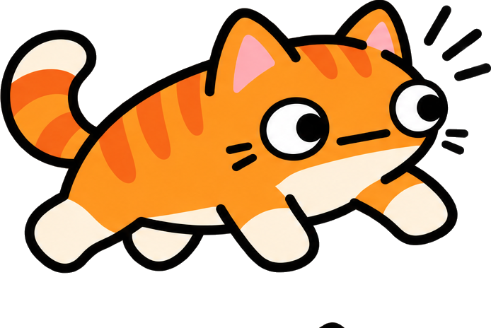 Correct Cat, an orange tabby kitten drawn slightly wrong